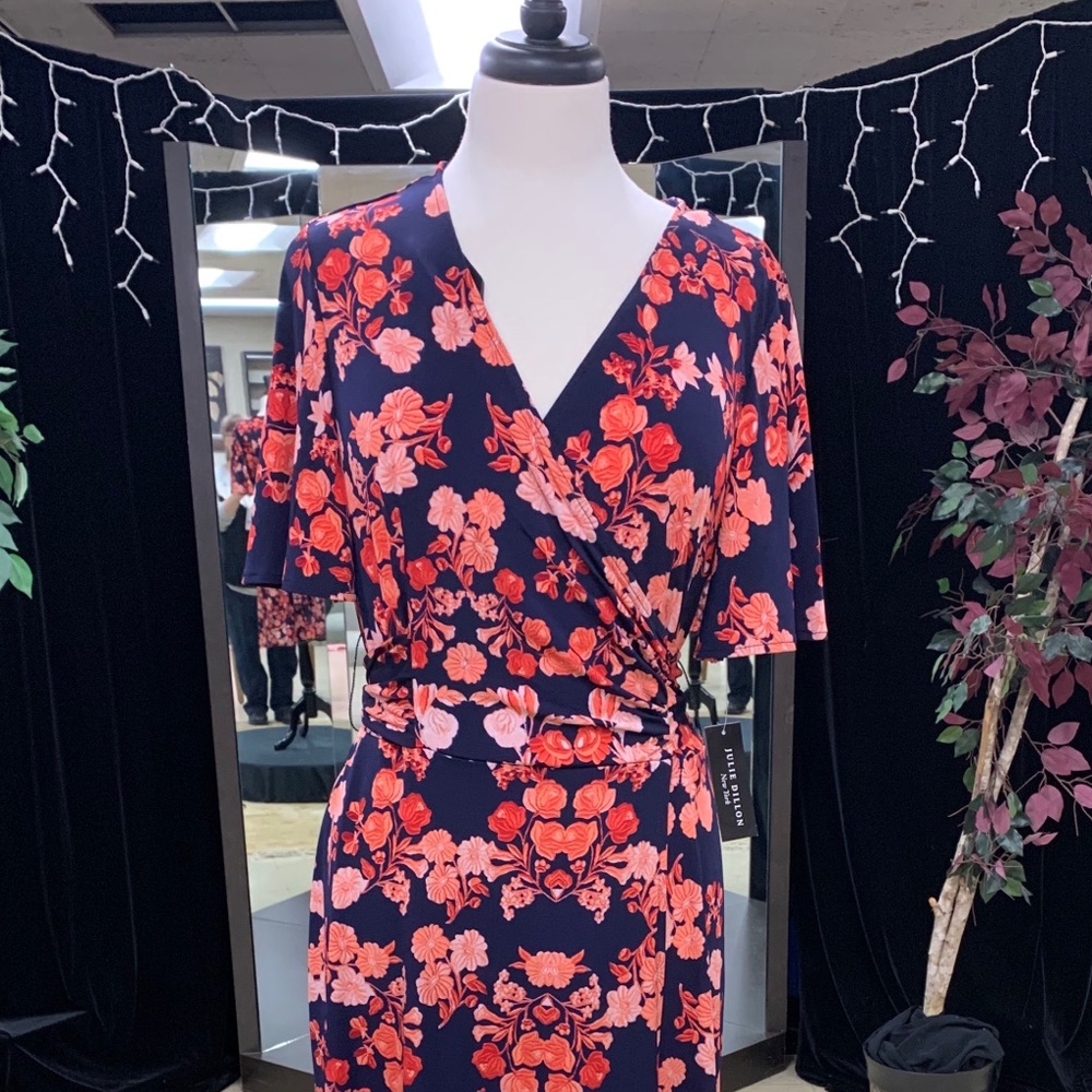 Faux wrap knit dress